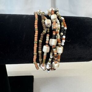 Lot Of 8 Seed Beaded Stretch Bracelets Boho